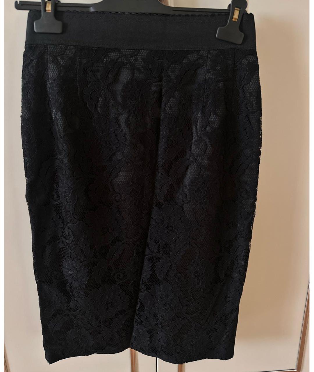 ELISABETTA FRANCHI Черная кружевная юбка миди, фото 5