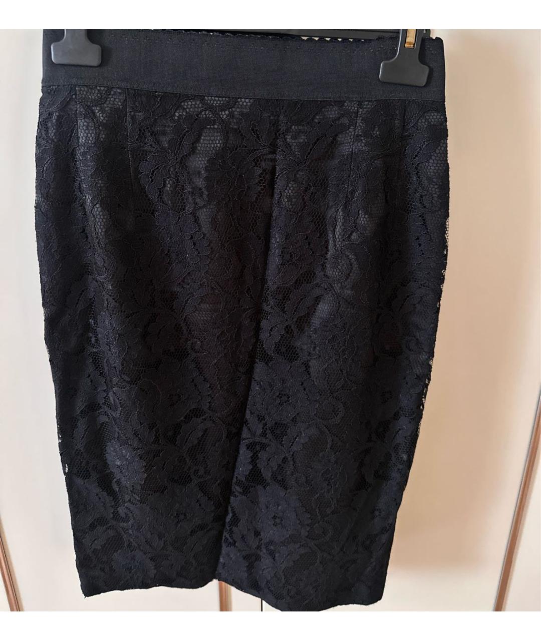 ELISABETTA FRANCHI Черная кружевная юбка миди, фото 2
