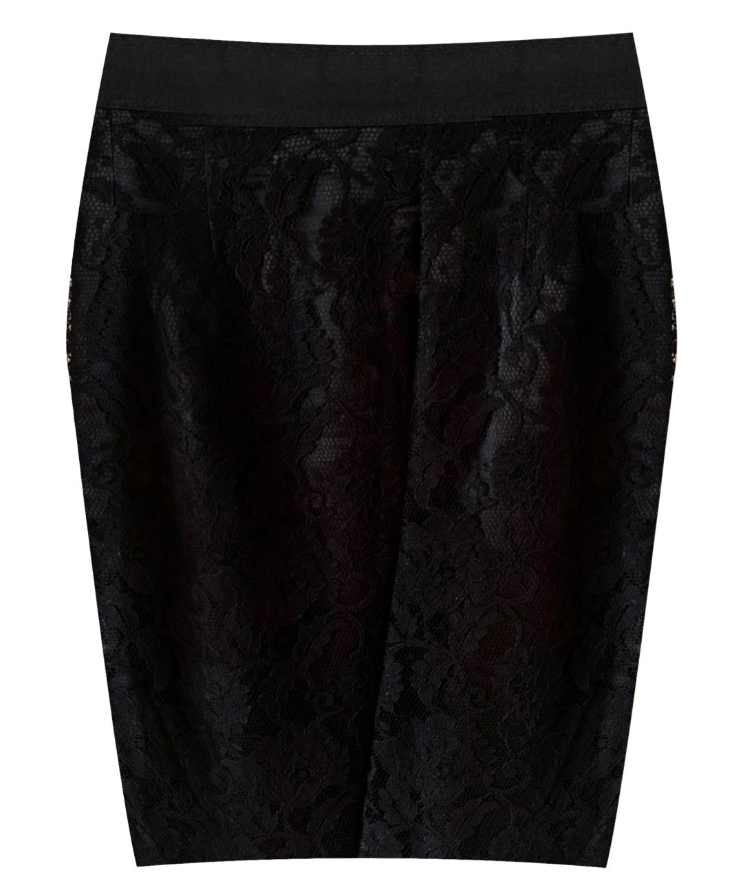 ELISABETTA FRANCHI Черная кружевная юбка миди, фото 1