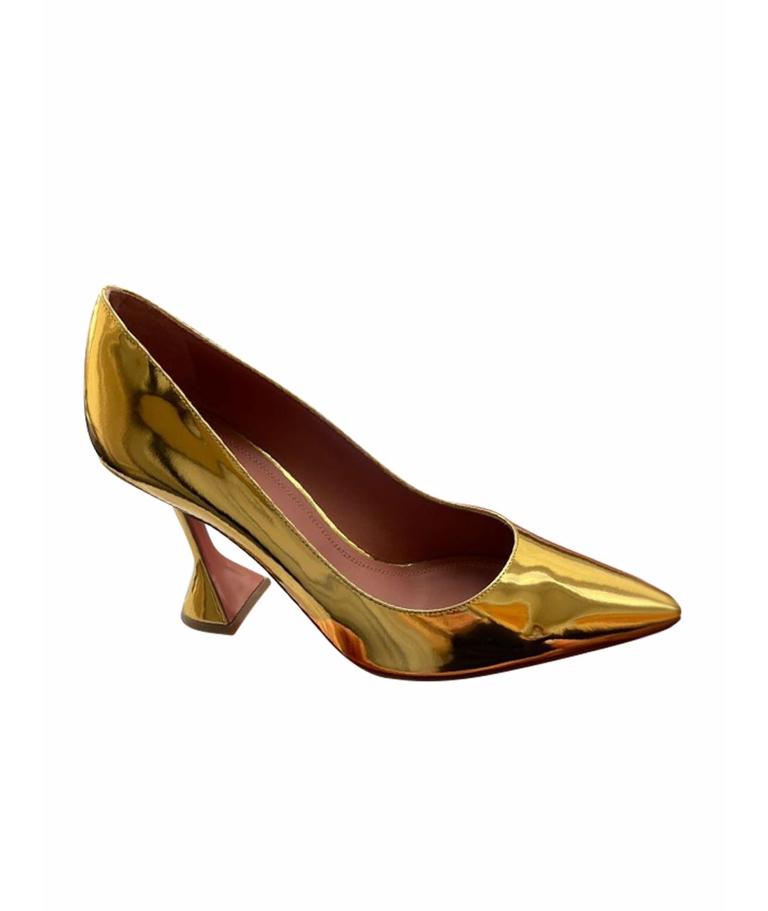 Amina Muaddi Золотые кожаные туфли, фото 1