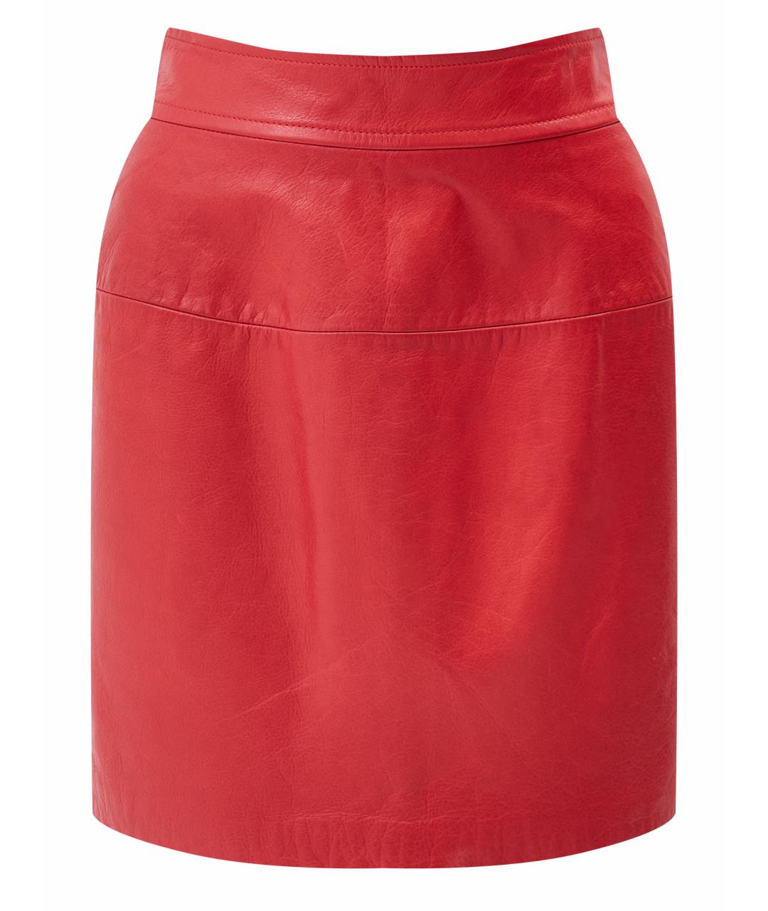 3.1 PHILLIP LIM Красная кожаная юбка мини, фото 1