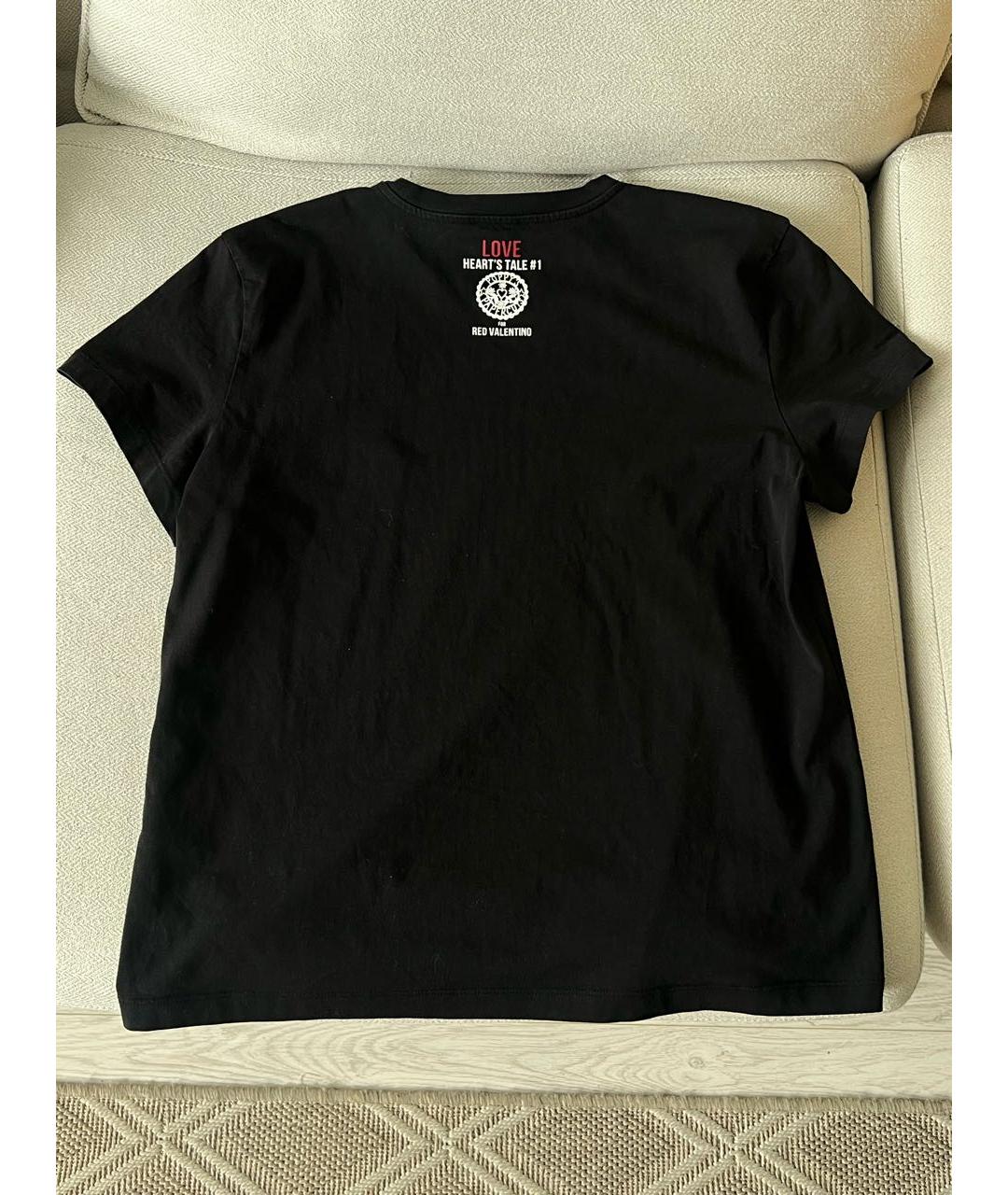 RED VALENTINO Черная хлопковая футболка, фото 2