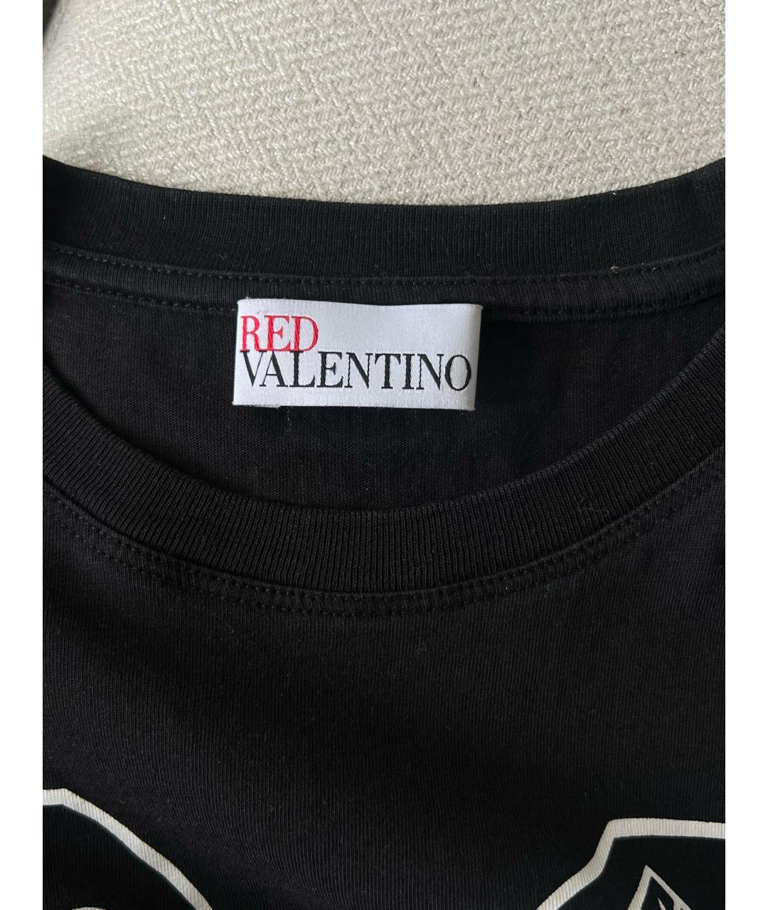 RED VALENTINO Черная хлопковая футболка, фото 3