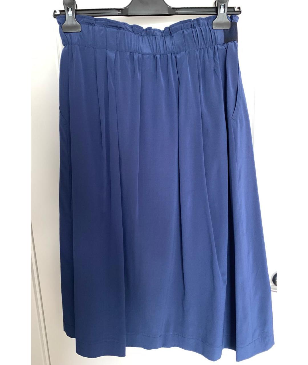 BOGNER Синяя шелковая юбка миди, фото 2