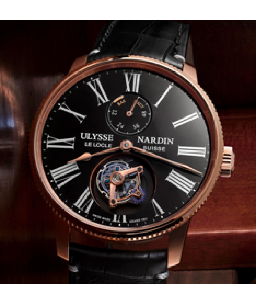 Ulysse Nardin Черные часы из розового золота, фото 2