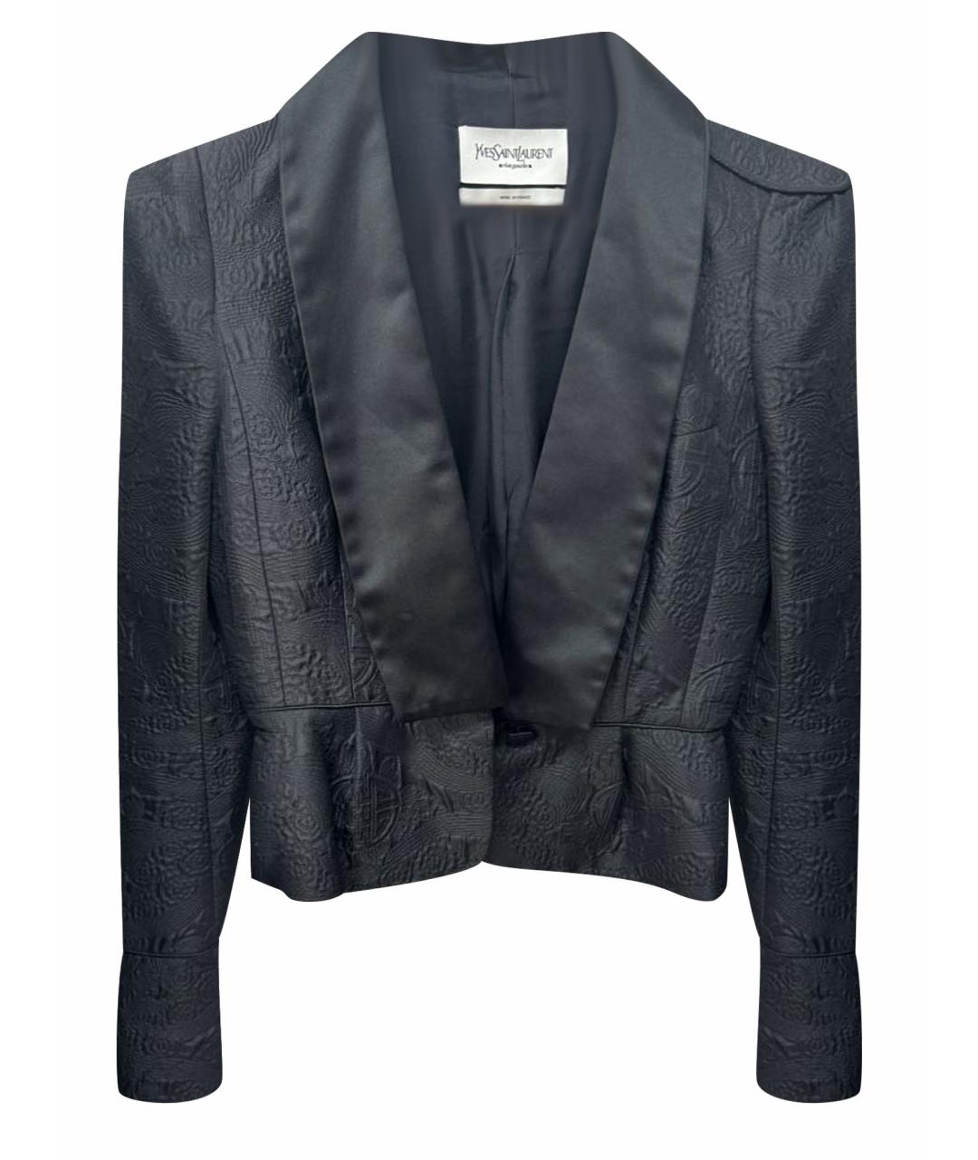 SAINT LAURENT Черный шелковый жакет/пиджак, фото 1