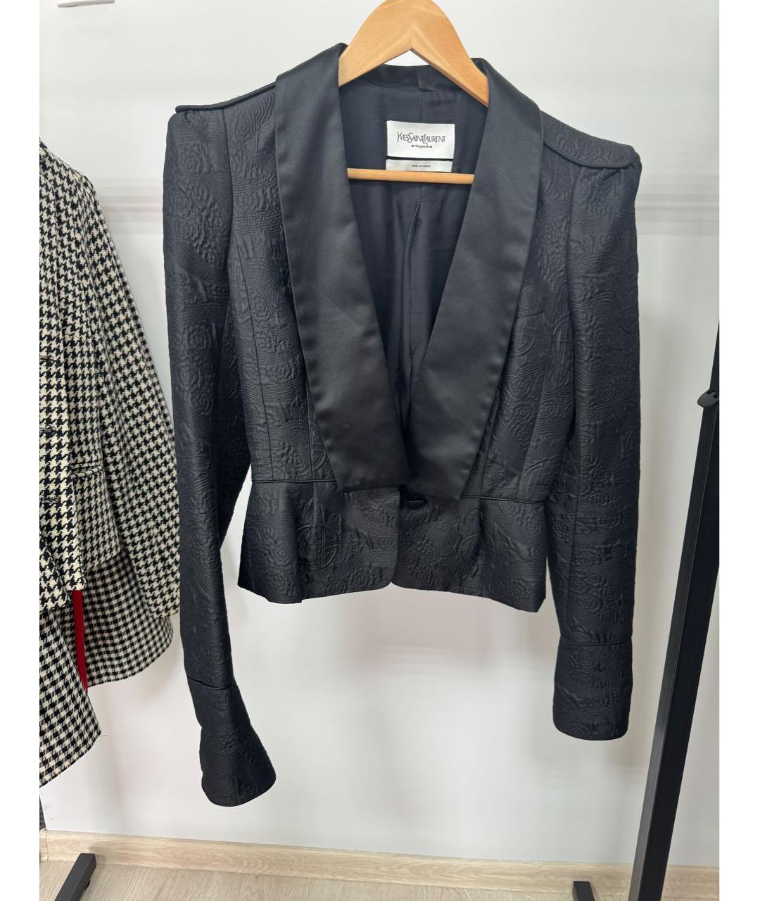 SAINT LAURENT Черный шелковый жакет/пиджак, фото 9
