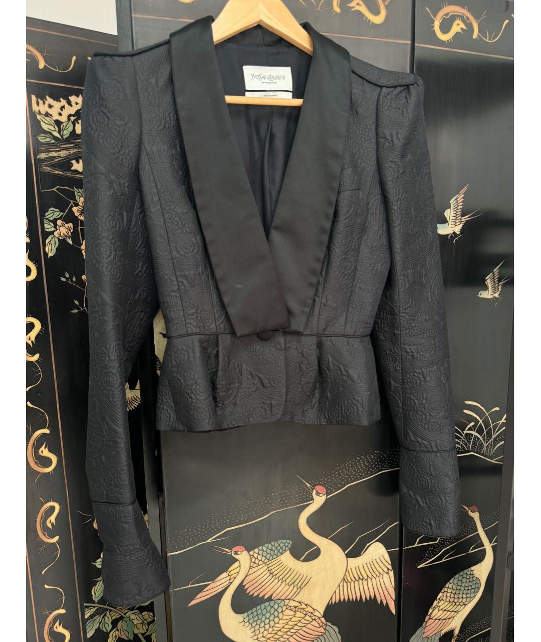 SAINT LAURENT Черный шелковый жакет/пиджак, фото 2