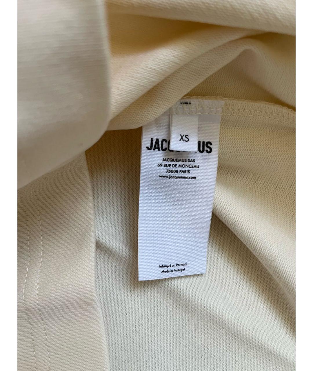 JACQUEMUS Бежевая хлопковая футболка, фото 3