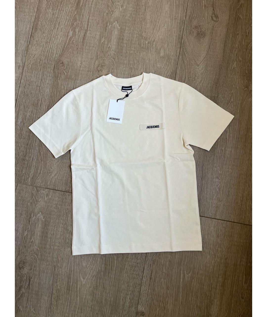 JACQUEMUS Бежевая хлопковая футболка, фото 2