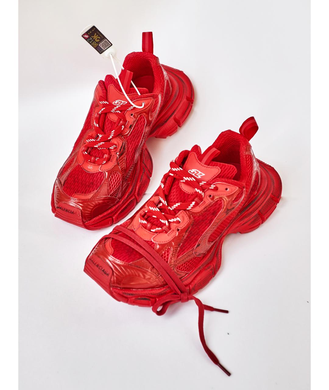 BALENCIAGA Красные кожаные низкие кроссовки / кеды, фото 2