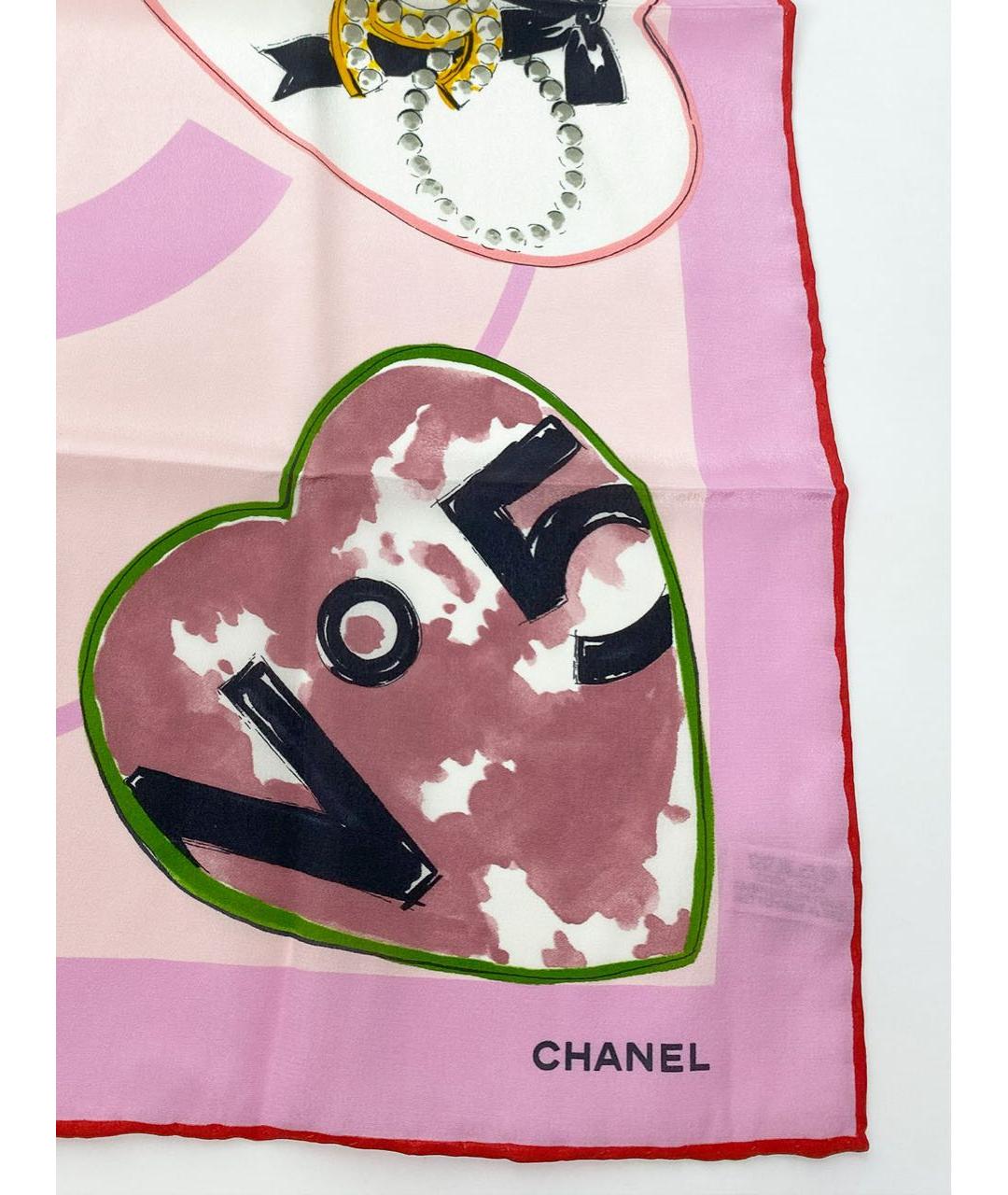 CHANEL PRE-OWNED Розовый шелковый платок, фото 6