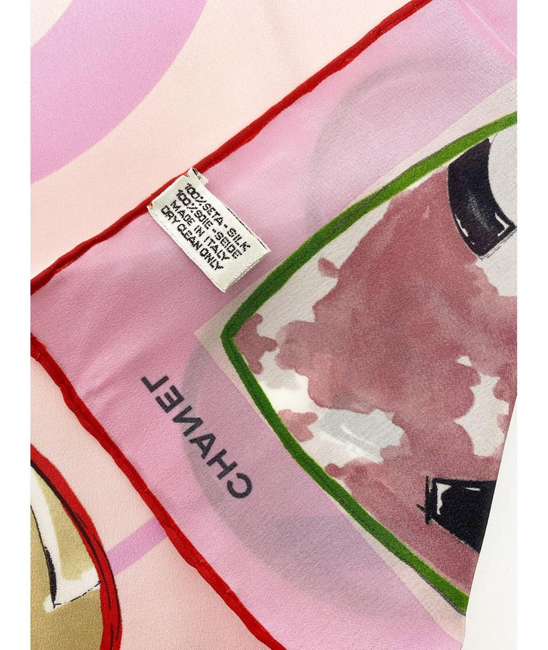 CHANEL PRE-OWNED Розовый шелковый платок, фото 4