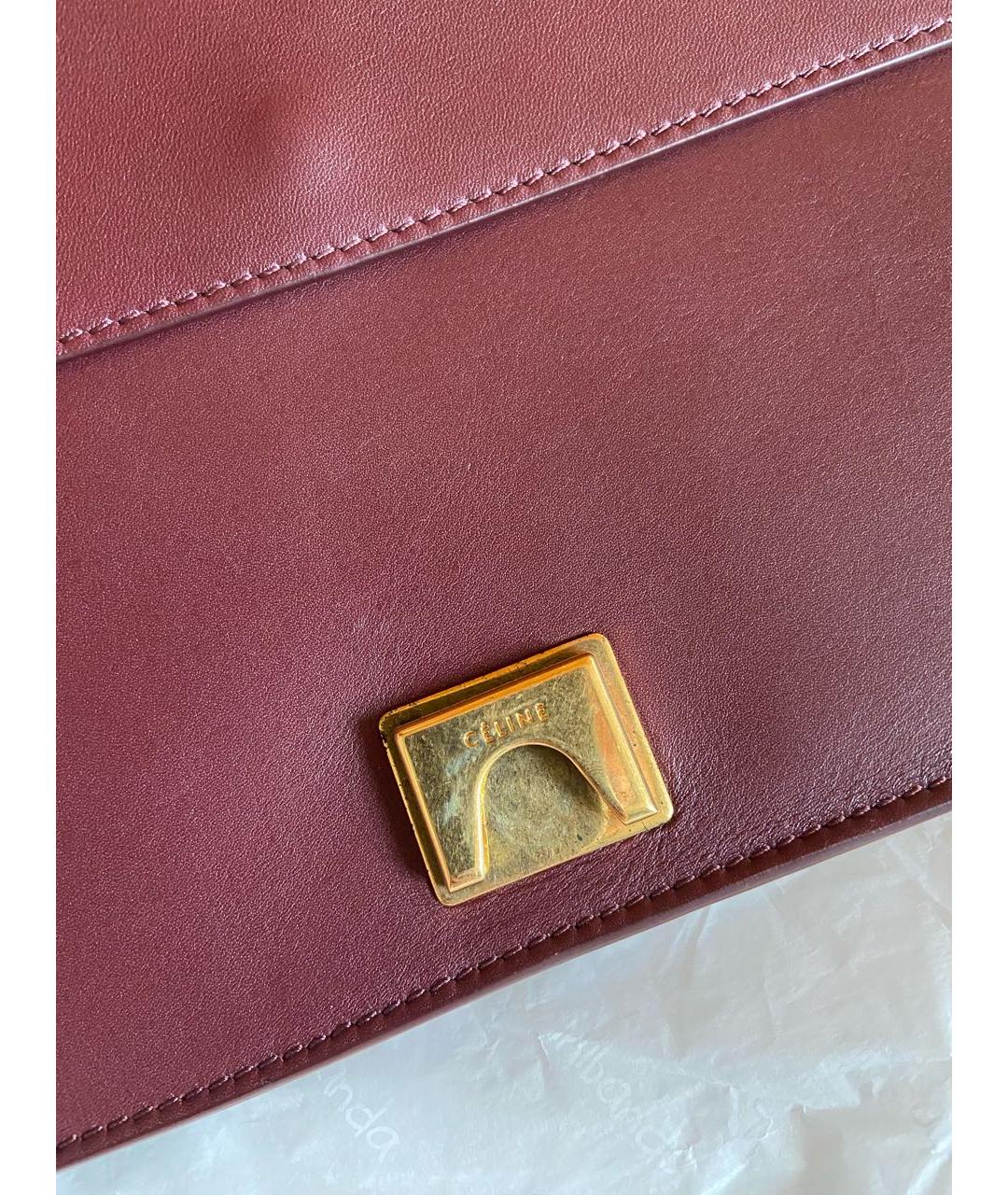 CELINE PRE-OWNED Бордовая кожаная сумка с короткими ручками, фото 6