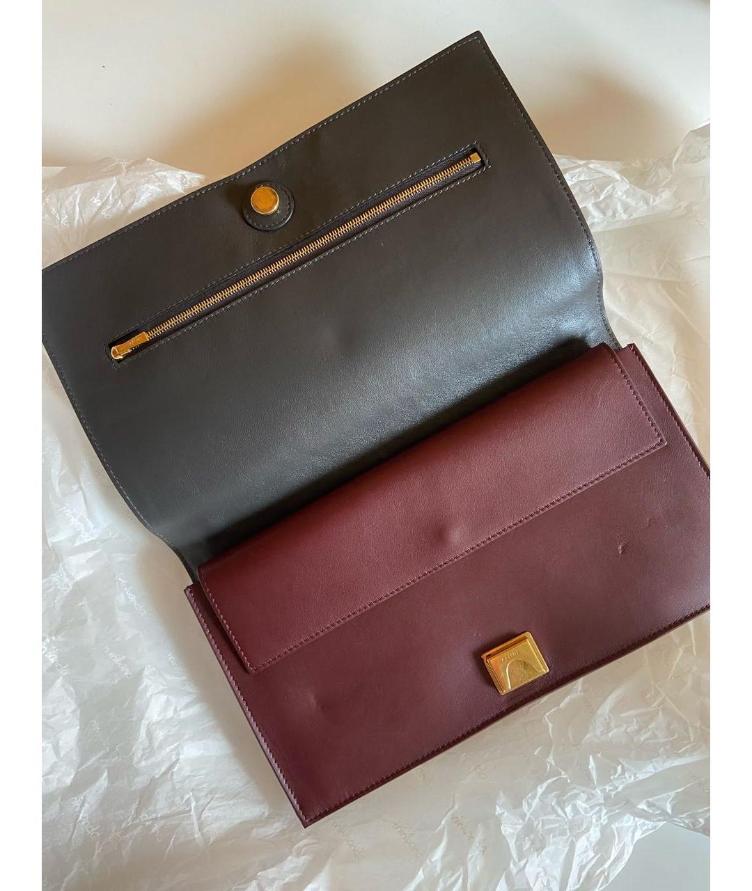 CELINE PRE-OWNED Бордовая кожаная сумка с короткими ручками, фото 2