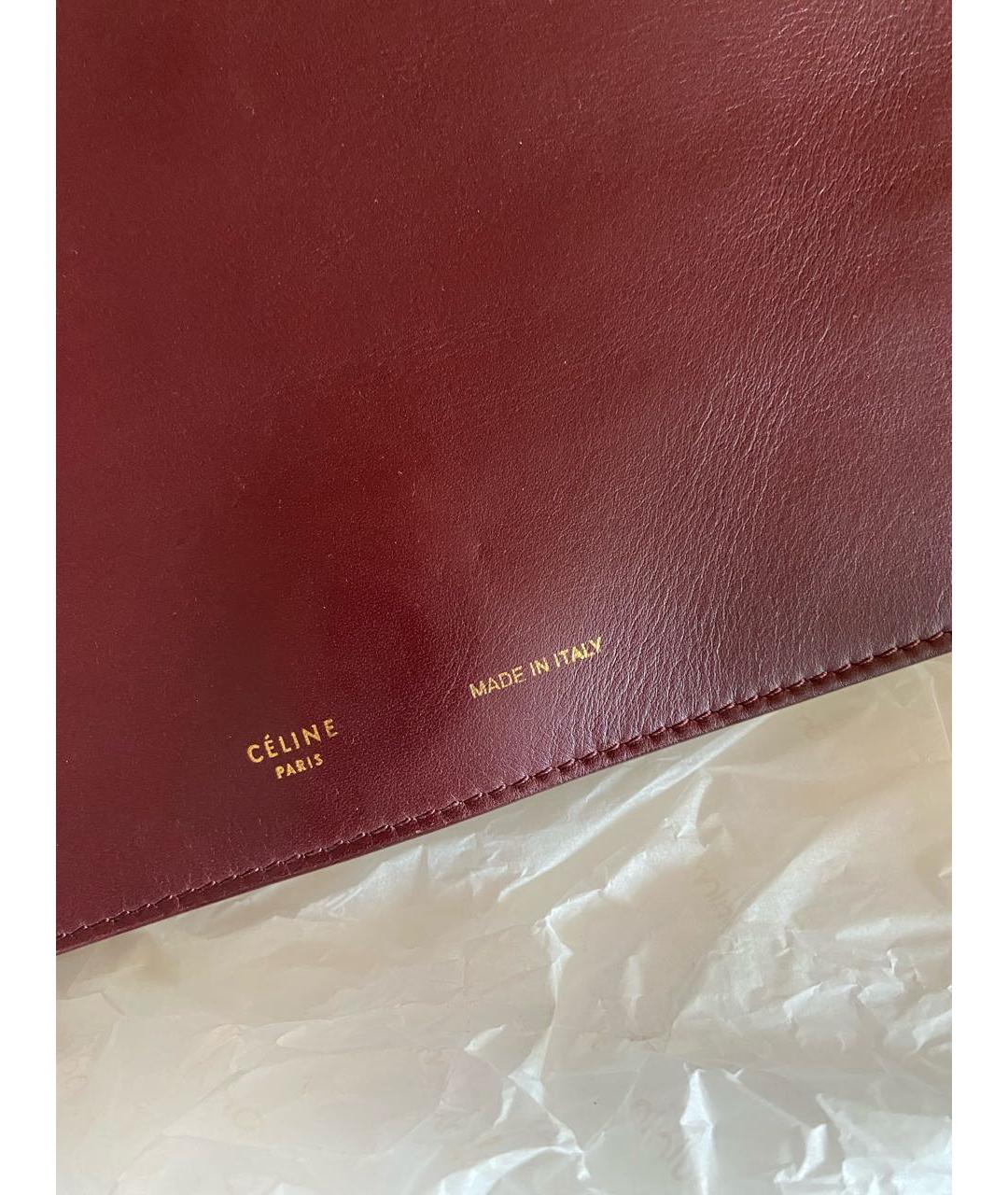 CELINE PRE-OWNED Бордовая кожаная сумка с короткими ручками, фото 3