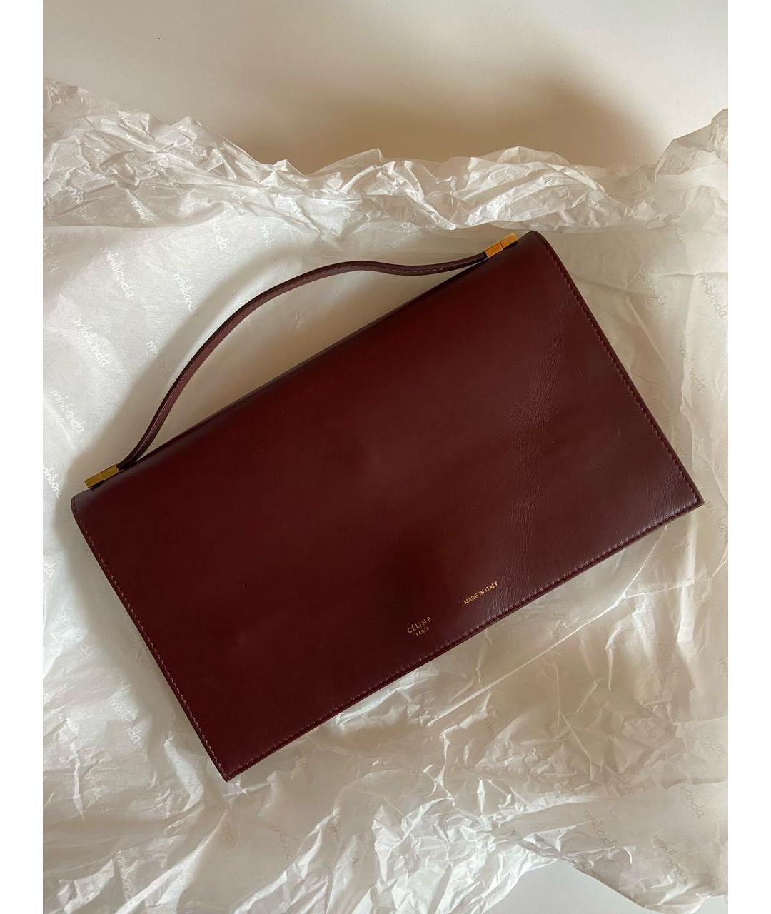 CELINE PRE-OWNED Бордовая кожаная сумка с короткими ручками, фото 9