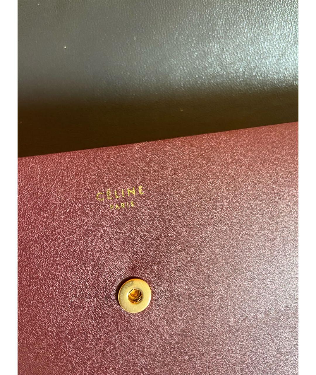 CELINE PRE-OWNED Бордовая кожаная сумка с короткими ручками, фото 7