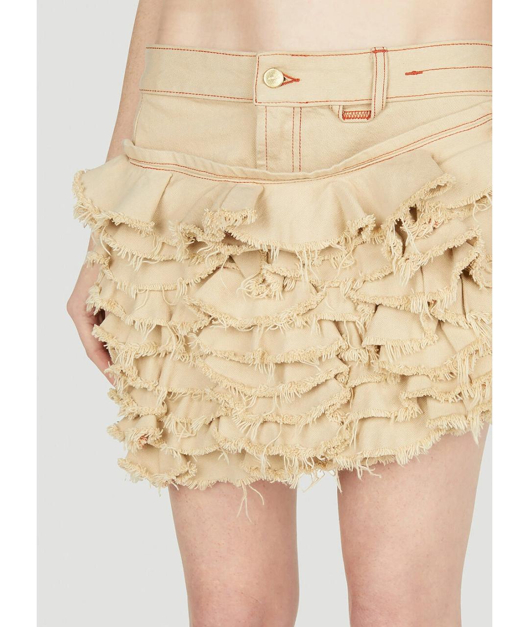 JACQUEMUS Горчичная хлопковая юбка мини, фото 6