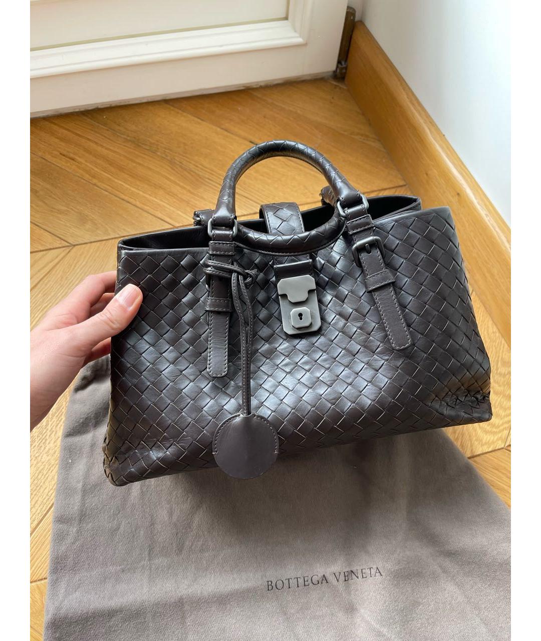 BOTTEGA VENETA Коричневая кожаная сумка с короткими ручками, фото 2