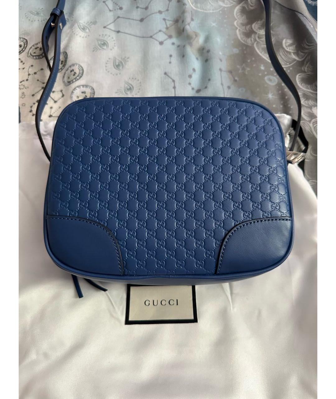 GUCCI Темно-синяя кожаная сумка через плечо, фото 3