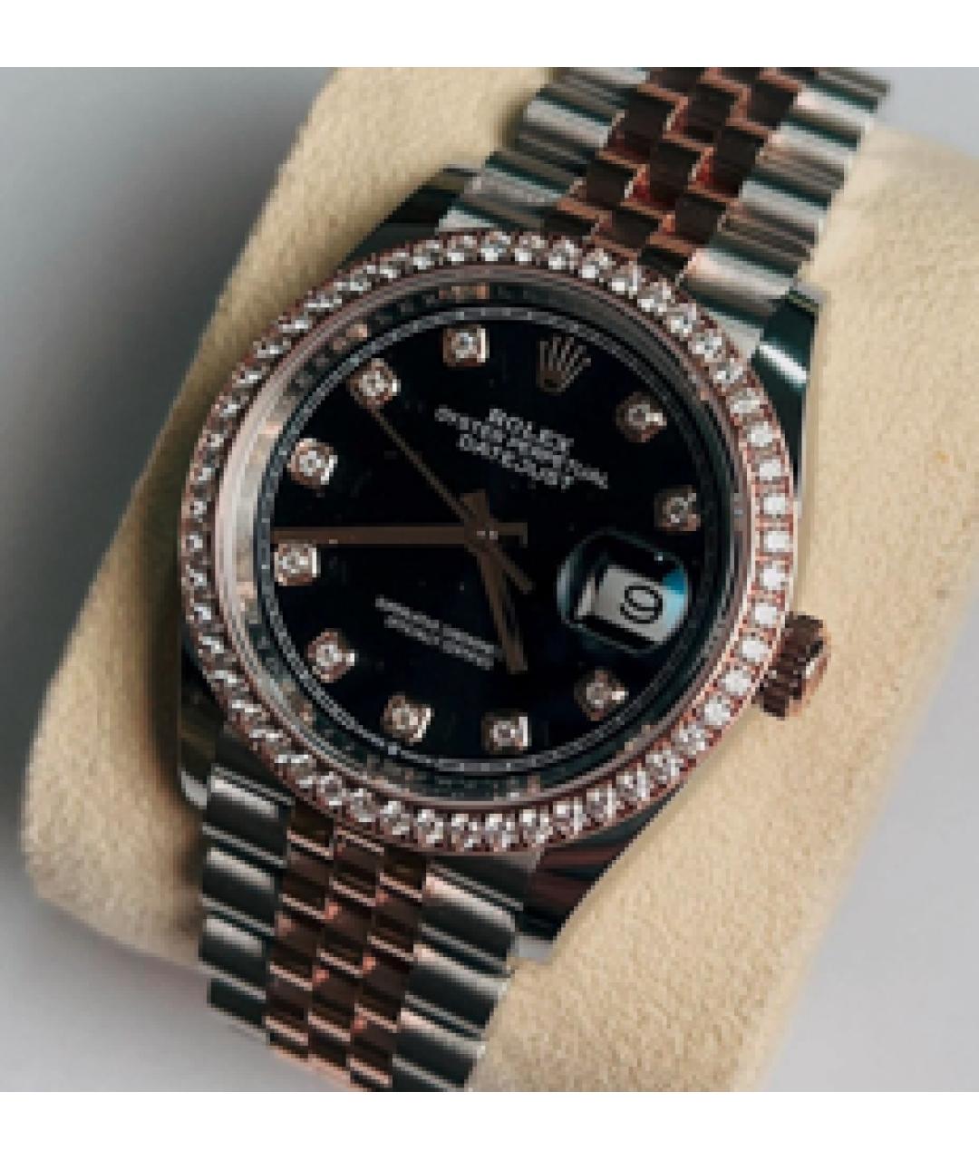 ROLEX Черные часы из розового золота, фото 2