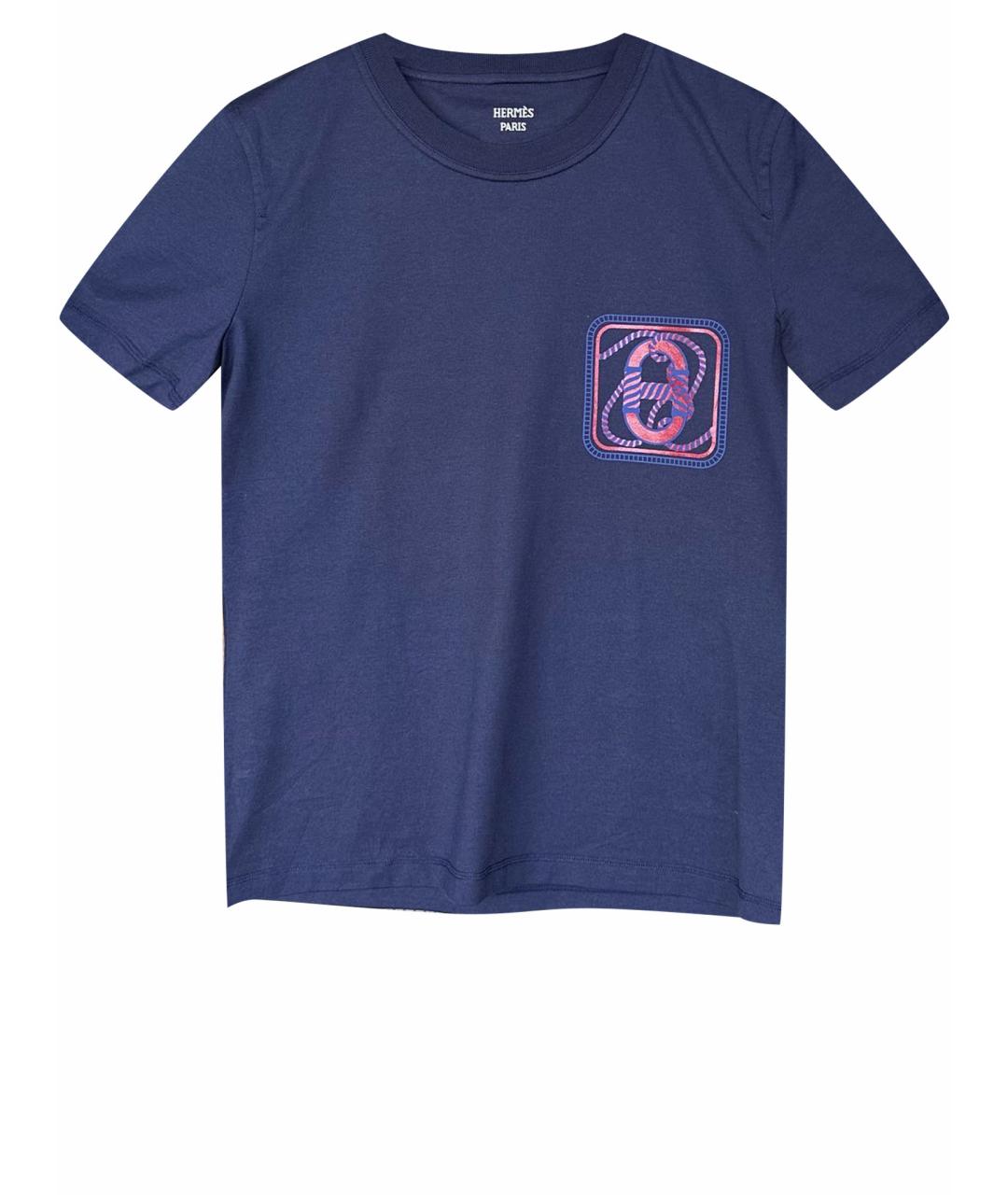 HERMES PRE-OWNED Темно-синяя хлопковая футболка, фото 1