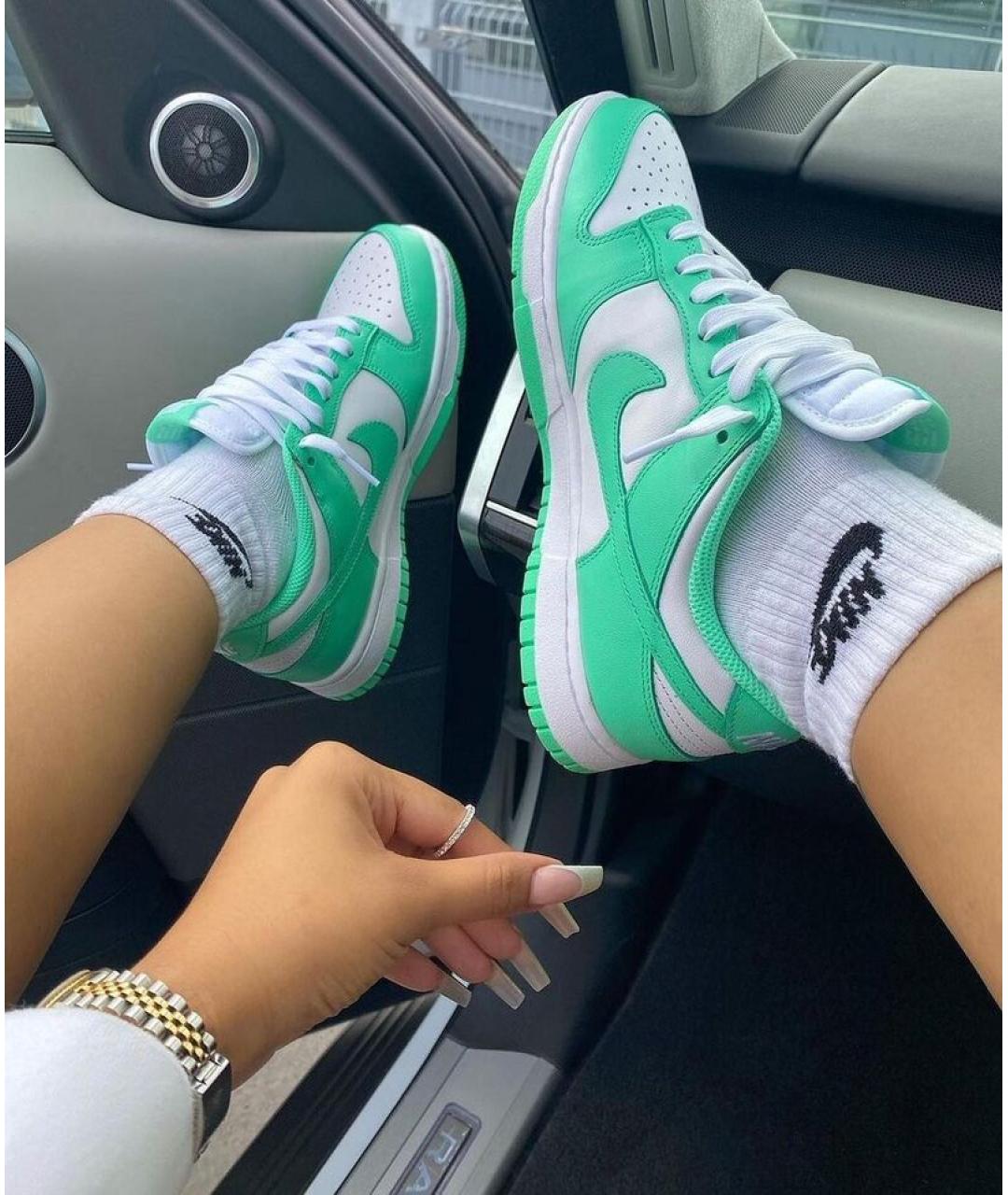 NIKE Зеленые кроссовки из искусственной кожи, фото 6