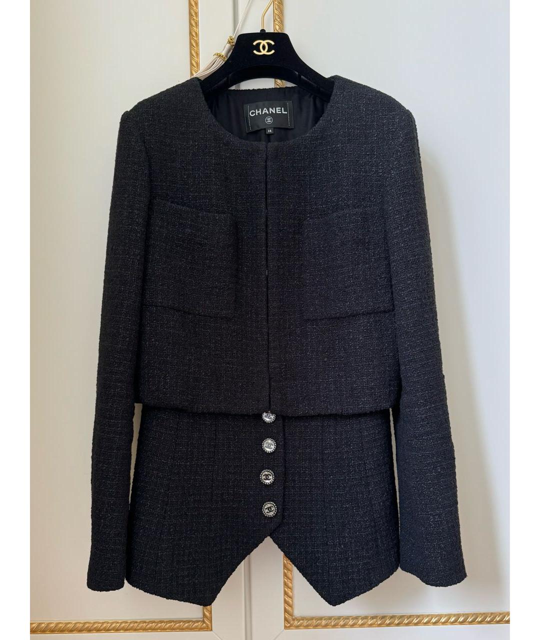 CHANEL PRE-OWNED Черный шерстяной жакет/пиджак, фото 9