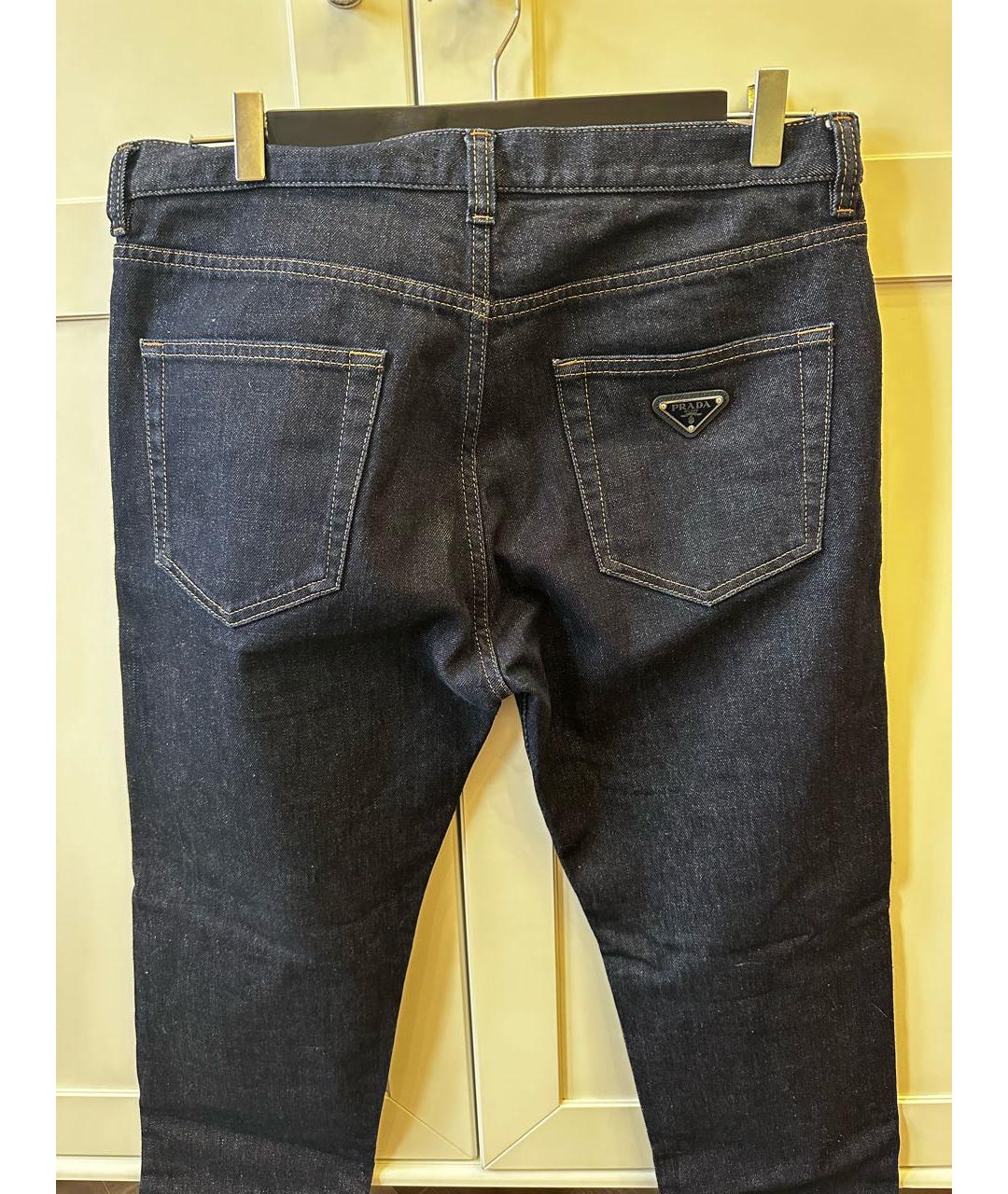 PRADA Темно-синие хлопковые прямые джинсы, фото 2
