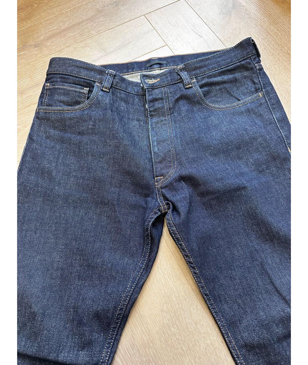 PRADA Темно-синие хлопковые прямые джинсы, фото 3