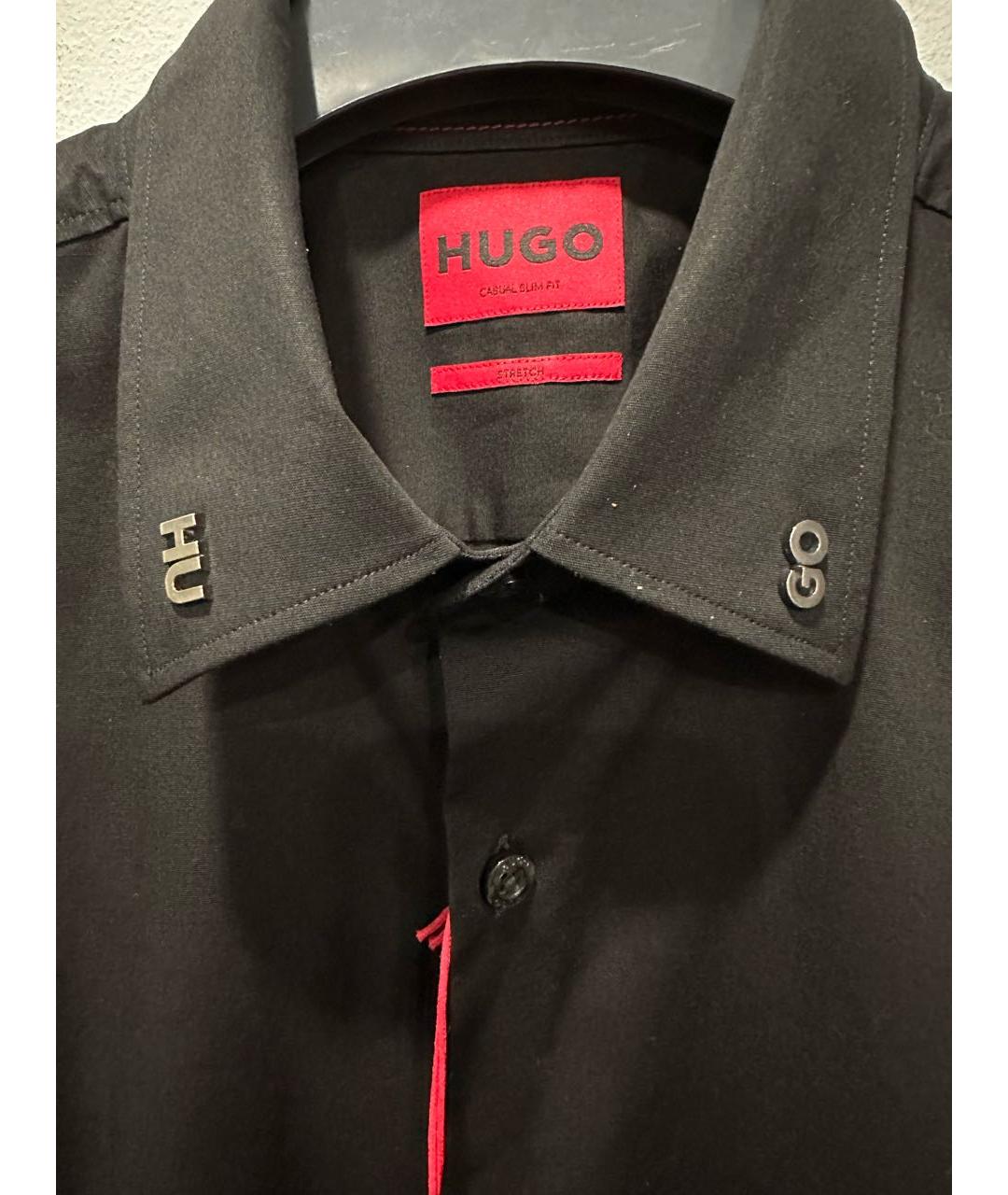HUGO BOSS Черная хлопковая классическая рубашка, фото 4