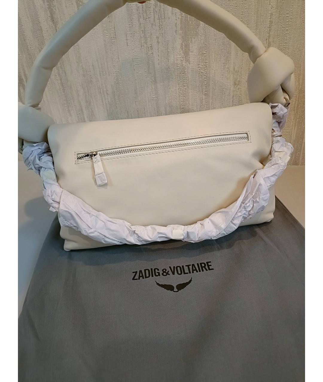 ZADIG & VOLTAIRE Белая кожаная сумка с короткими ручками, фото 3