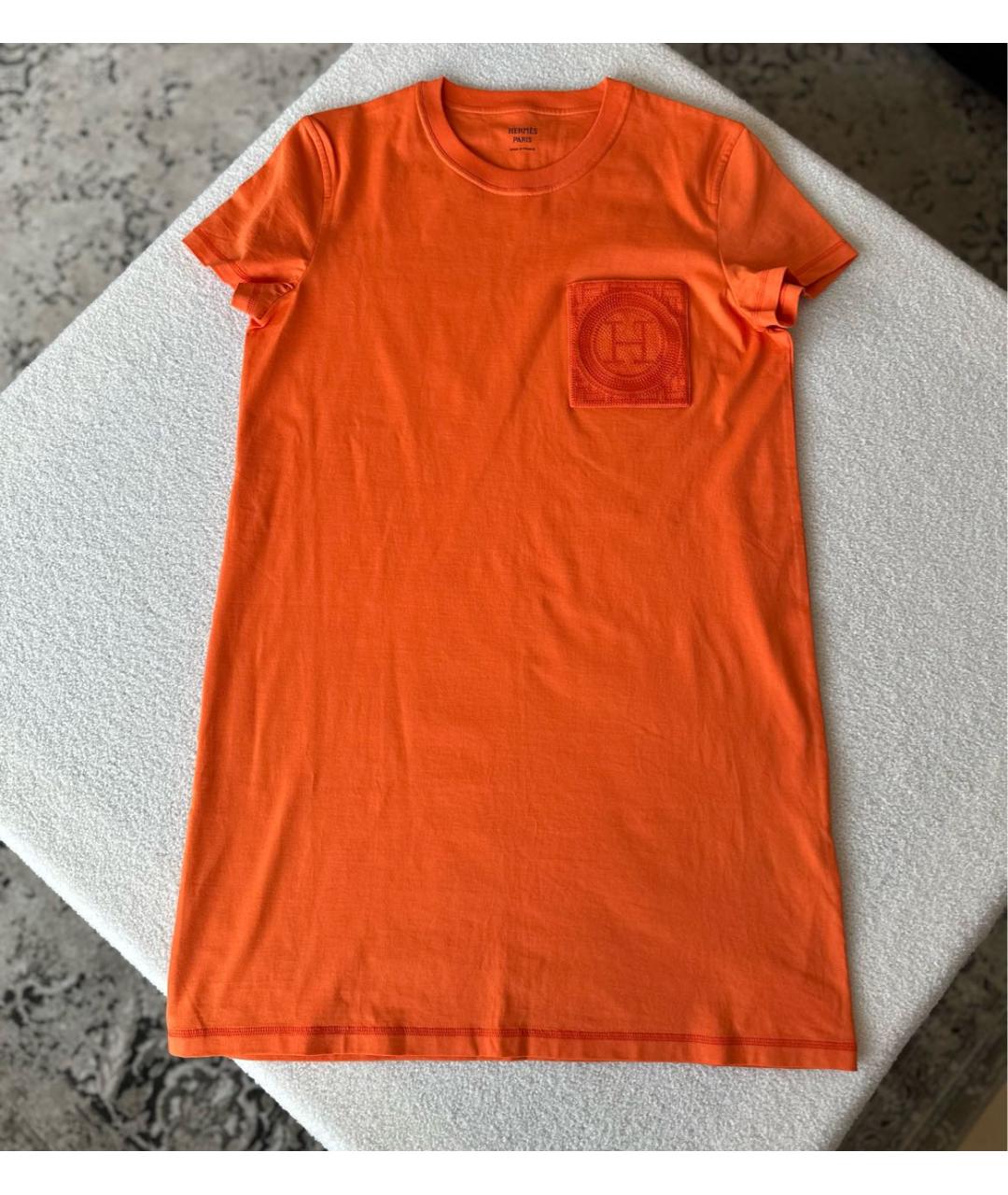 HERMES PRE-OWNED Оранжевая хлопковая футболка, фото 3