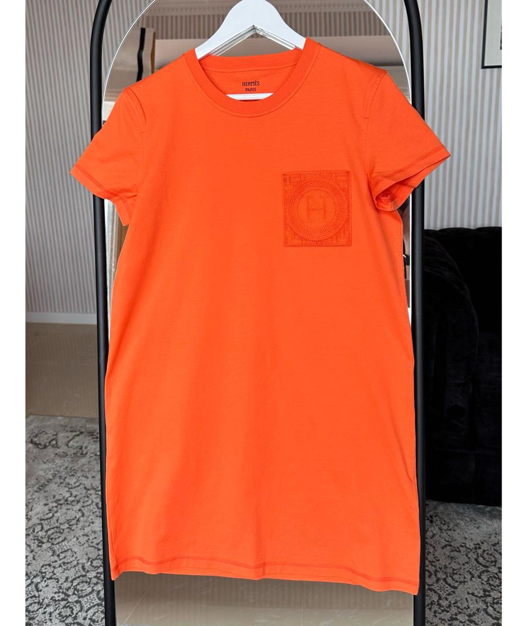 HERMES PRE-OWNED Оранжевая хлопковая футболка, фото 4