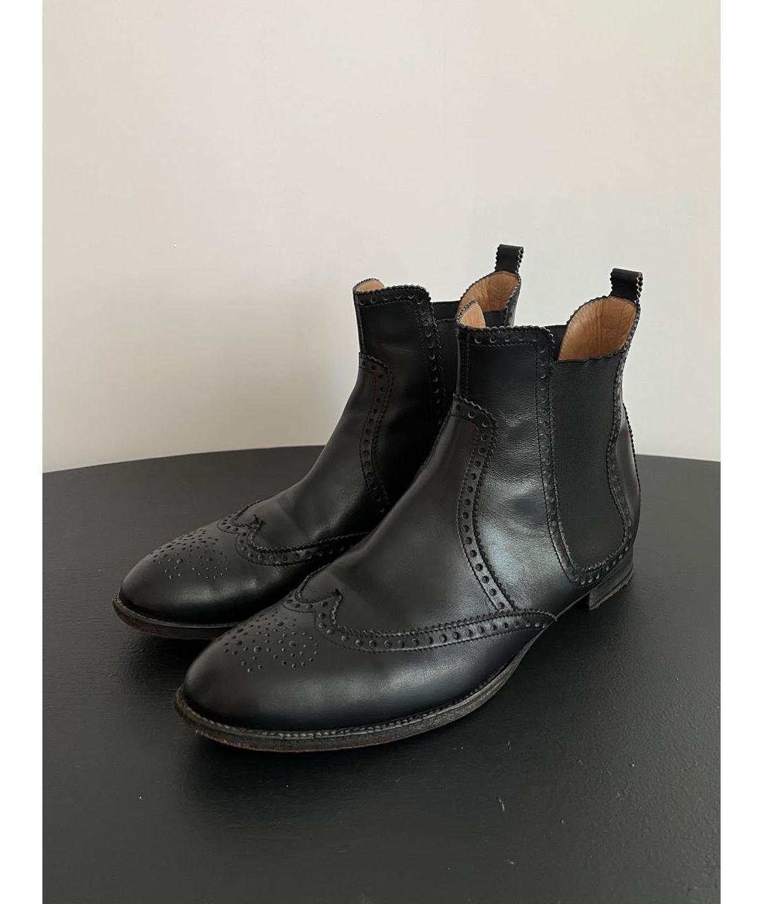 HERMES Черные кожаные полусапоги, фото 2