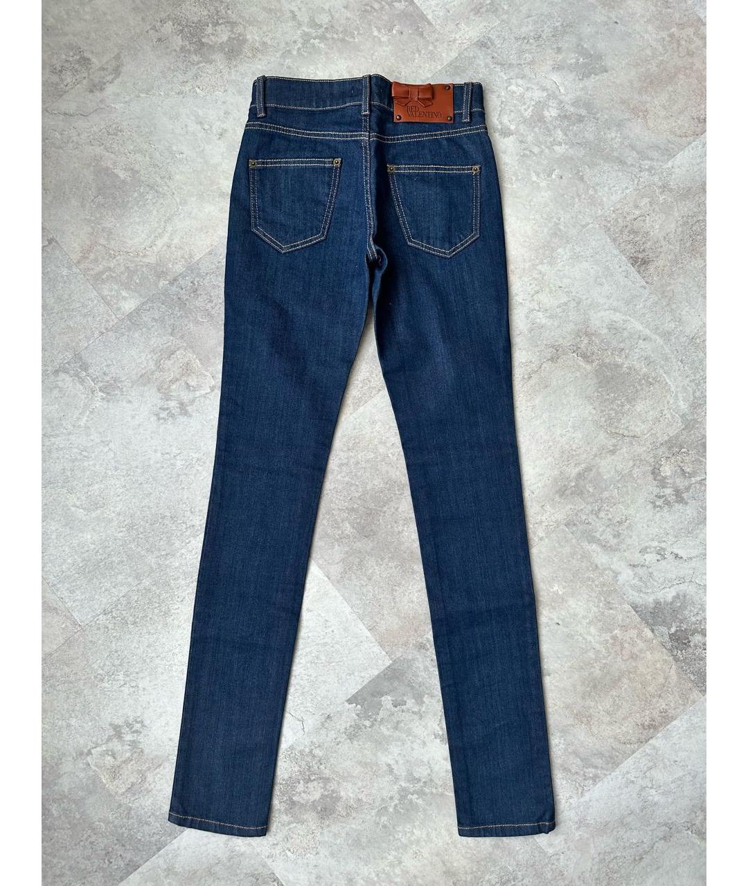 RED VALENTINO Темно-синие хлопковые джинсы слим, фото 3