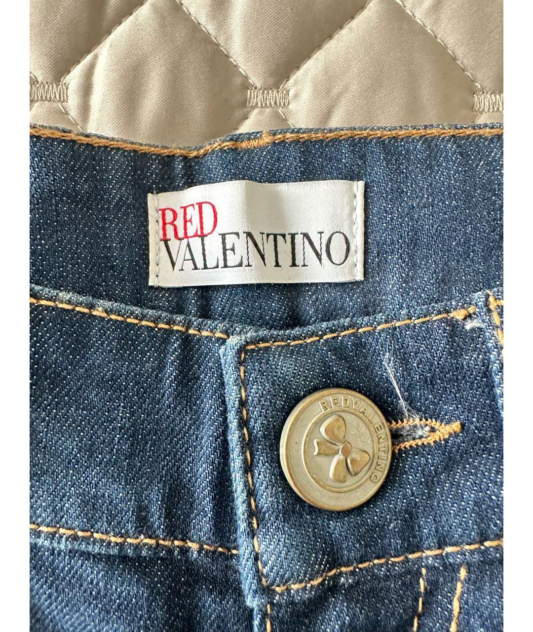 RED VALENTINO Темно-синие хлопковые джинсы слим, фото 5