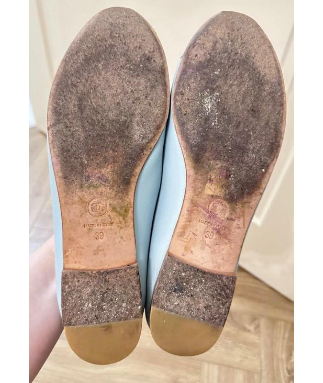 CHANEL Голубые кожаные балетки, фото 5