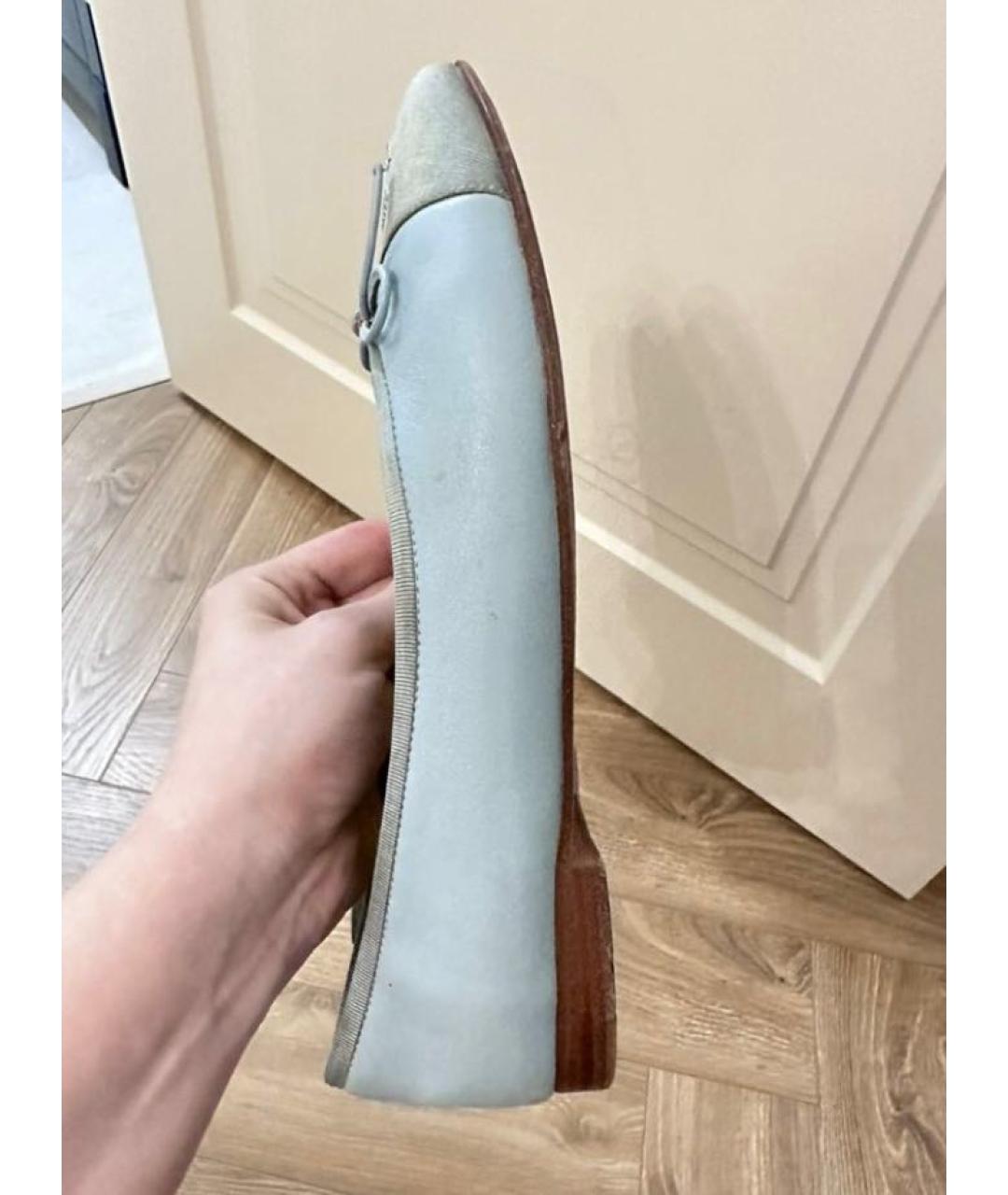 CHANEL Голубые кожаные балетки, фото 7