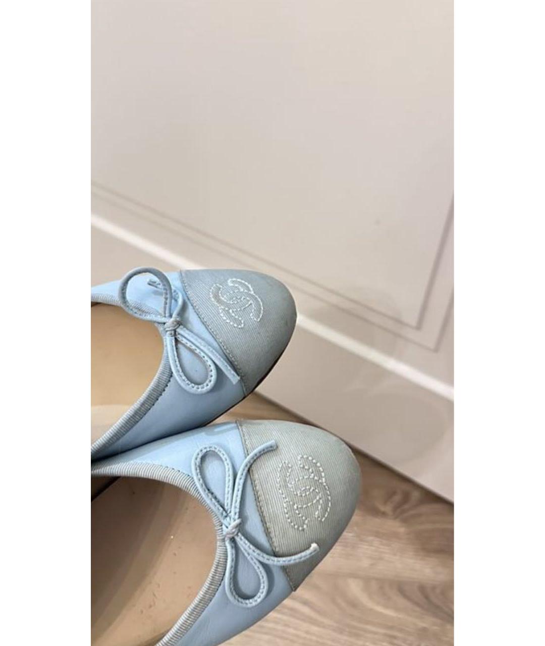 CHANEL Голубые кожаные балетки, фото 3