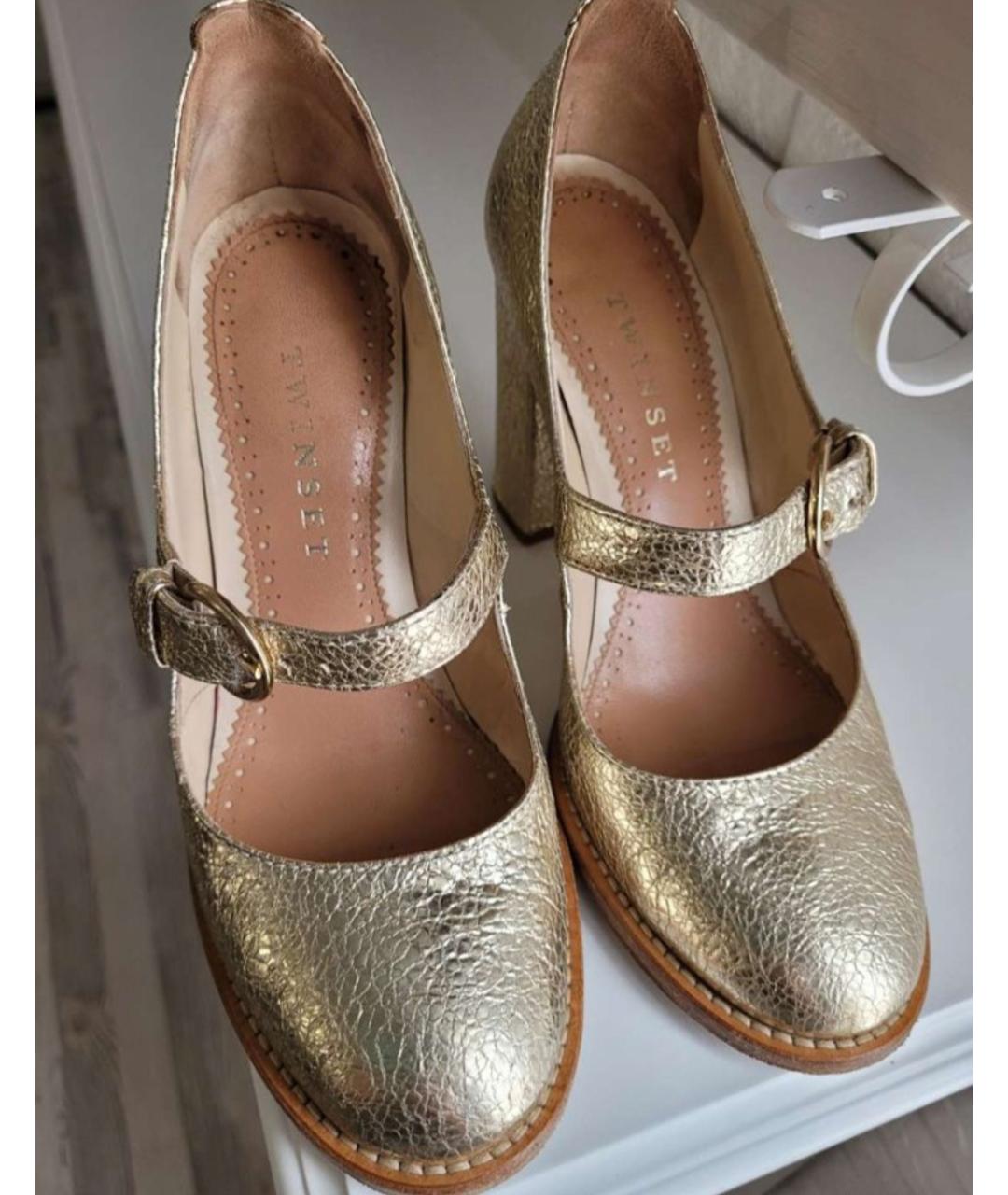 TWIN-SET Золотые кожаные туфли, фото 3