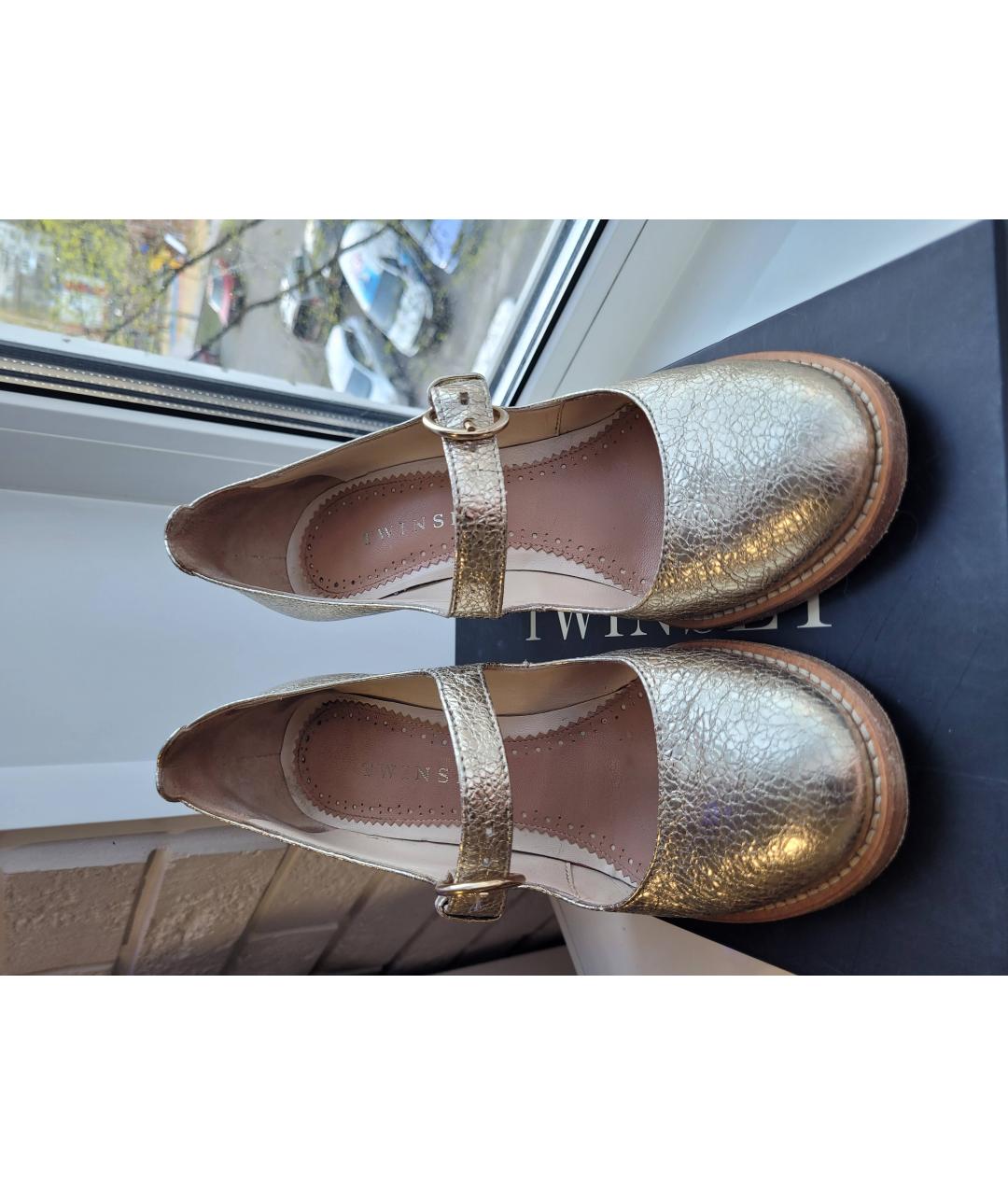 TWIN-SET Золотые кожаные туфли, фото 2