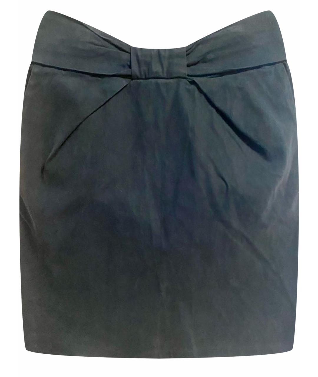 EMPORIO ARMANI Серая хлопко-эластановая юбка мини, фото 1