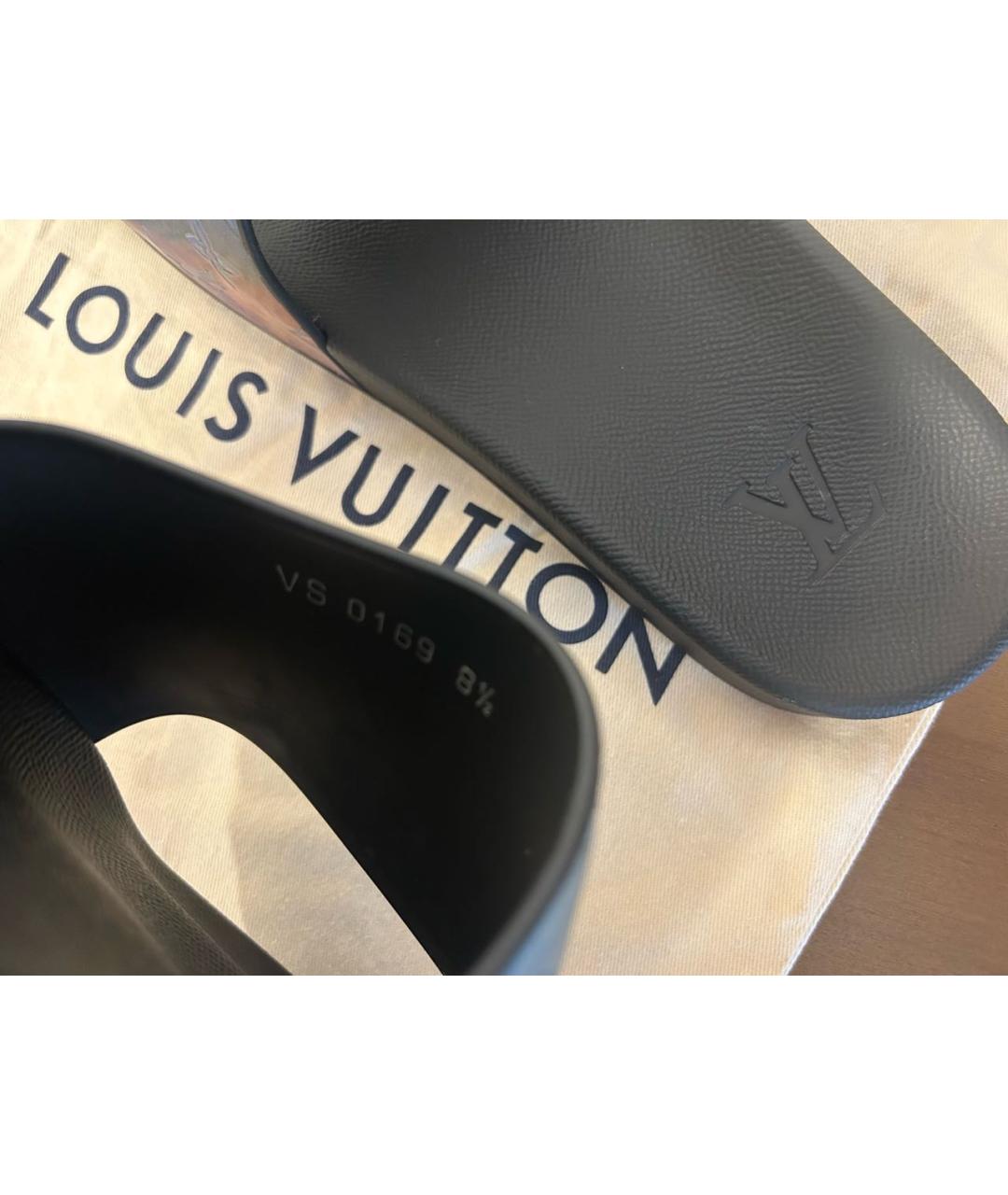 LOUIS VUITTON PRE-OWNED Антрацитовые шлепанцы, фото 5