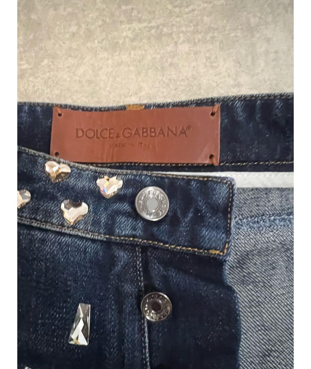 DOLCE&GABBANA Синие хлопковые прямые джинсы, фото 6