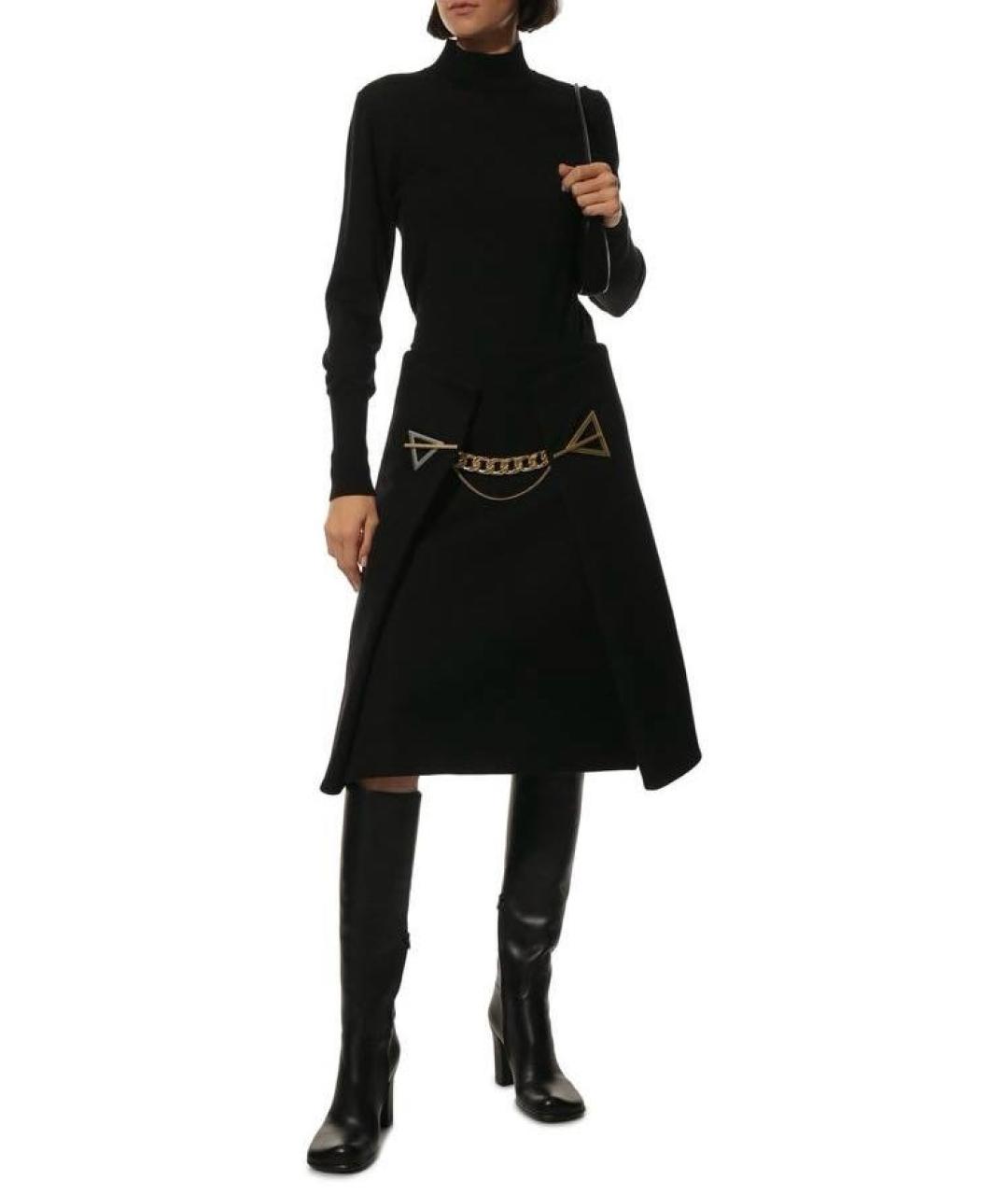 BOTTEGA VENETA Черная кашемировая юбка миди, фото 6