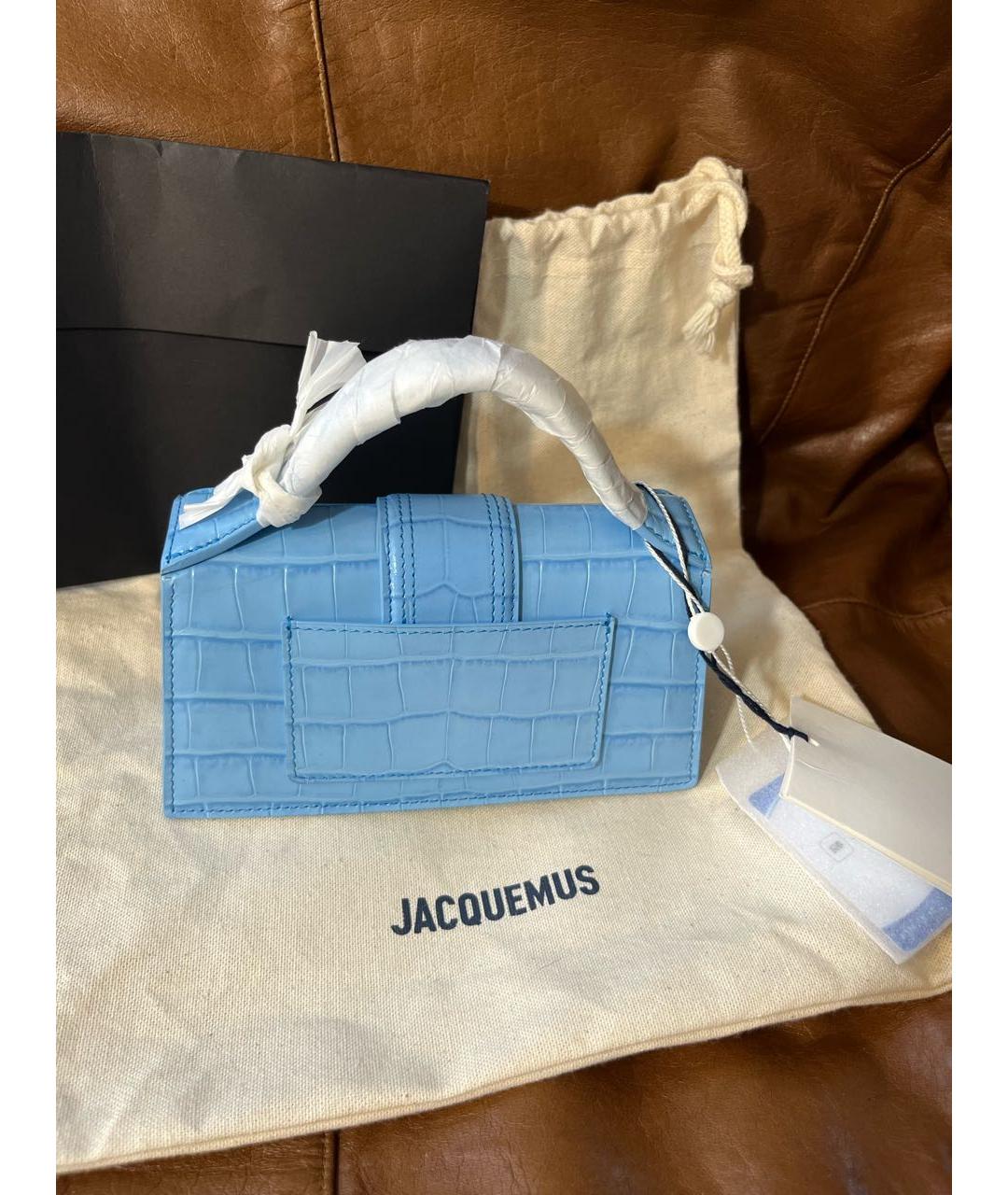 JACQUEMUS Бирюзовая кожаная сумка через плечо, фото 4