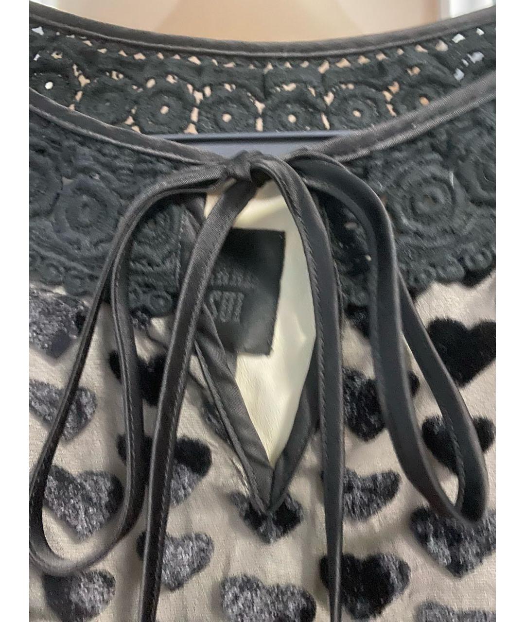 ANNA SUI Черная шелковая блузы, фото 4