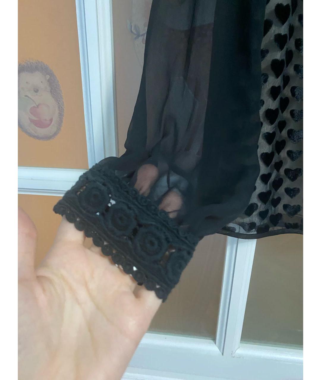 ANNA SUI Черная шелковая блузы, фото 5